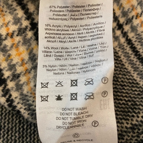 WOOL BLEND - ONLY Blue Denim Anno 1995 Plaid Snap Front Jacket - SIZE M - Picture 6 of 10